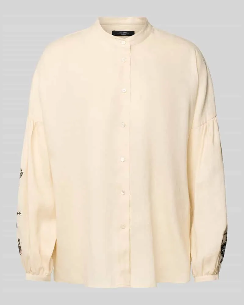 Max Mara Regular Fit Bluse mit Stehkragen Modell 'ILEX Offwhite