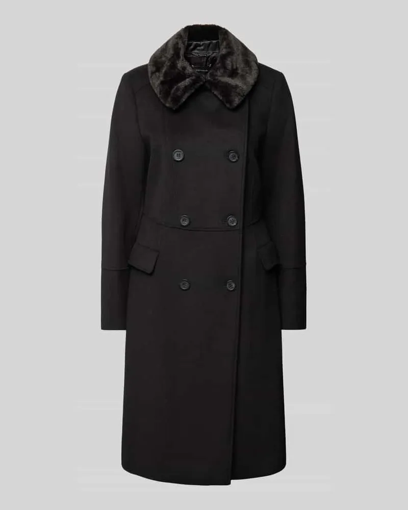 COMMA Wollmantel mit Kunstfellbesatz Black