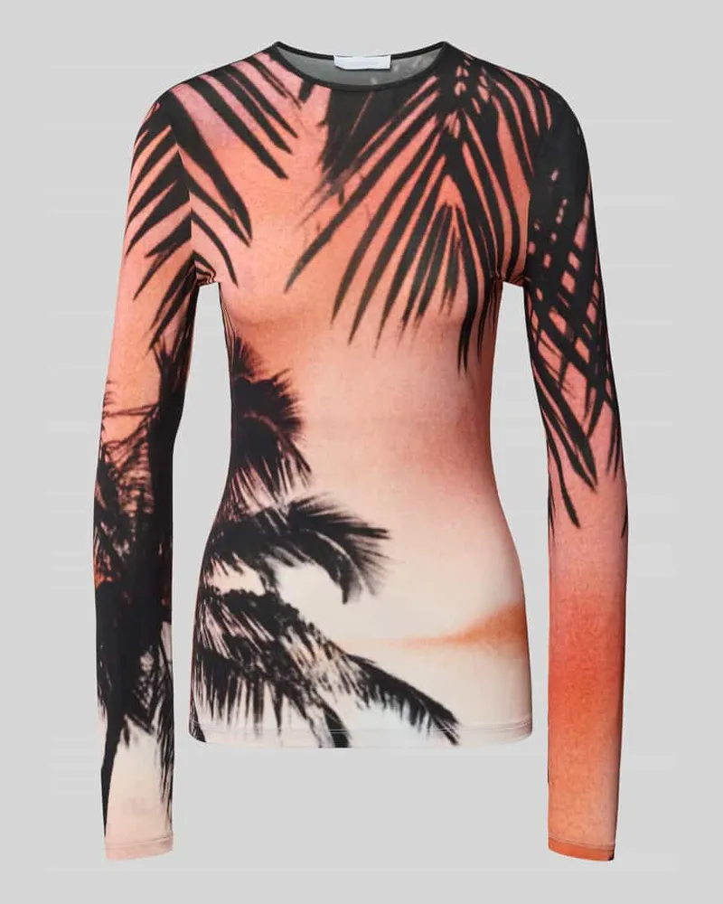 Paco Rabanne Slim Fit Longsleeve aus Viskose-Mix Orange