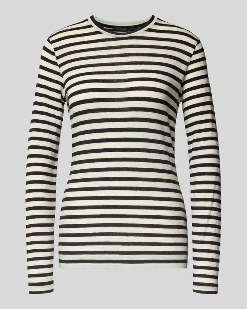 windsor. Longsleeve mit geripptem Rundhalsausschnitt Black