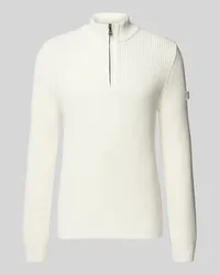 JOOP! Strickpullover mit Troyer-Kragen Offwhite