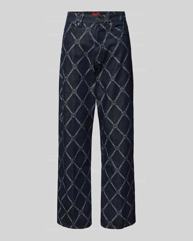 HUGO BOSS Wide Leg Jeans im 5-Pocket-Design Modell 'Gisanna Blau