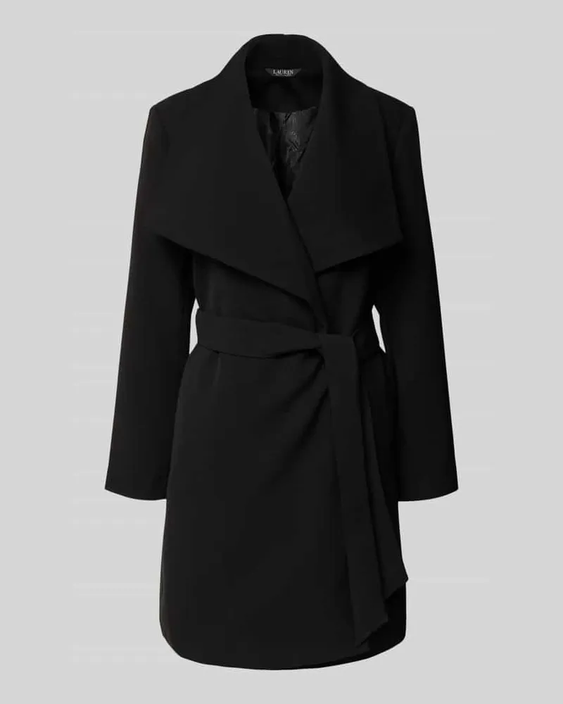 Ralph Lauren Mantel mit breitem Kragen und Bindegürtel Black