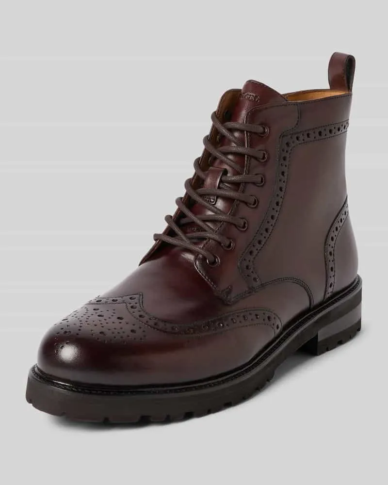 Digel Schnürstiefel aus Rindvelours mit Broguing Mittelbraun