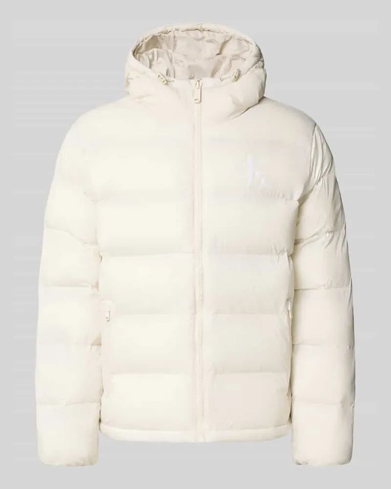 Calvin Klein Regular Fit Steppjacke mit Logo-Print Modell 'Monogram Offwhite