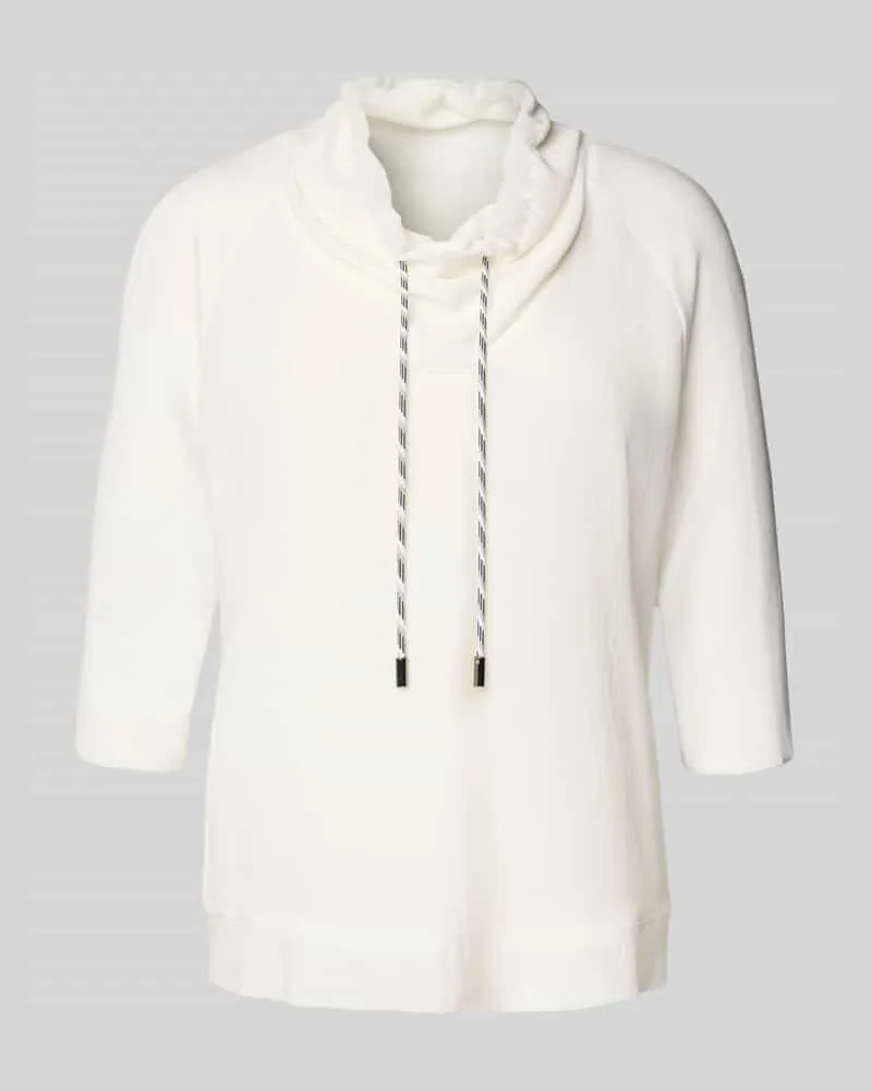 Marc Cain T-Shirt aus Baumwoll-Mix mit Tunnelzug Offwhite