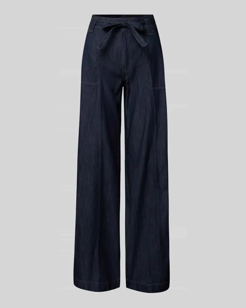 MAC Jeans Wide Leg Jeans mit Bindegürtel Modell 'Sienna Dunkelblau