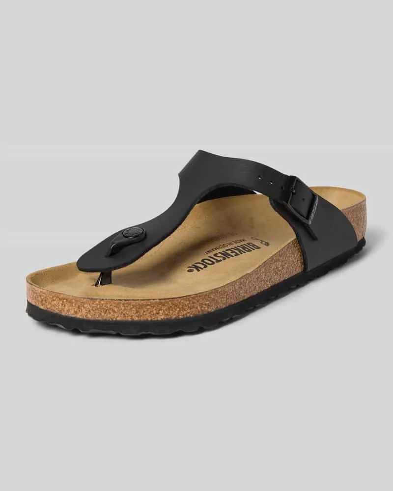 Birkenstock Slipper in Leder-Optik Modell 'Gizeh Black