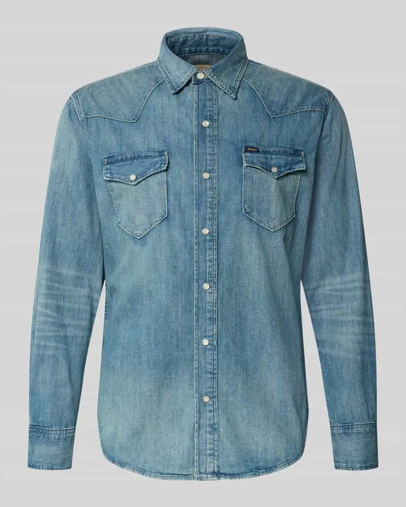 Ralph Lauren Regular Fit Jeanshemd mit Kentkragen Modell 'Icon Blau
