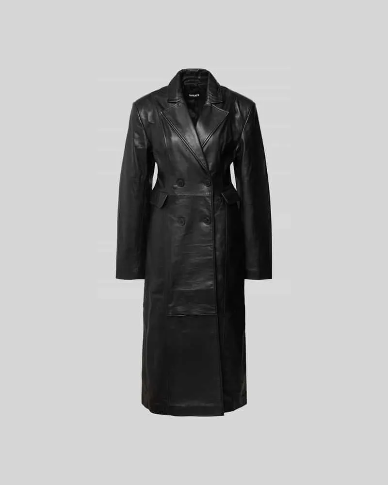 ROTATE Birger Christensen Mantel aus echtem Lammleder Black