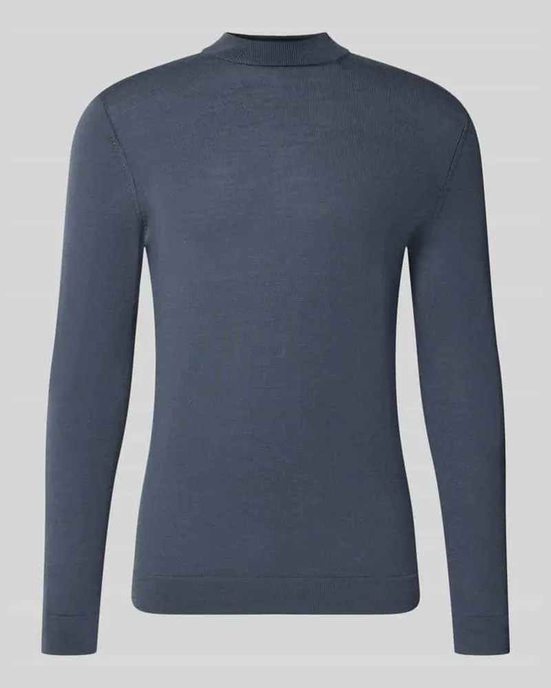 Drykorn Slim Fit Longsleeve aus reiner Schurwolle Modell 'Arwon Dunkelblau