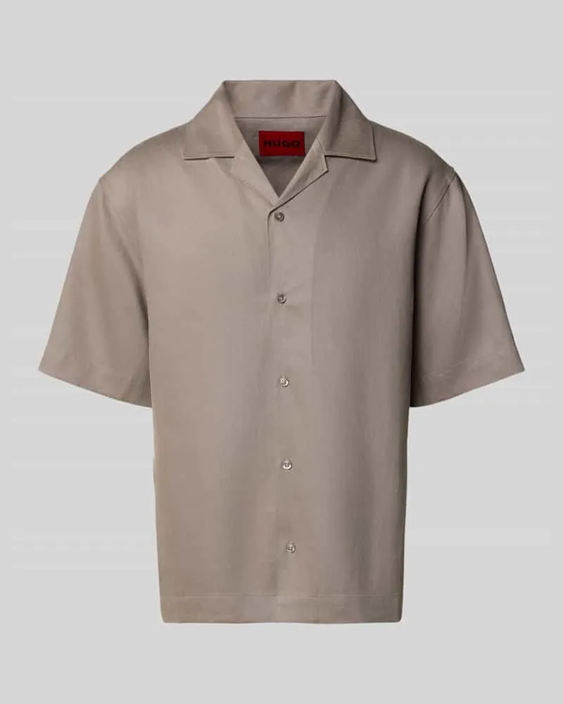 HUGO BOSS Relaxed Fit Freizeithemd aus Hanf-Lyocell-Mix Modell 'ESPINO Hellbraun