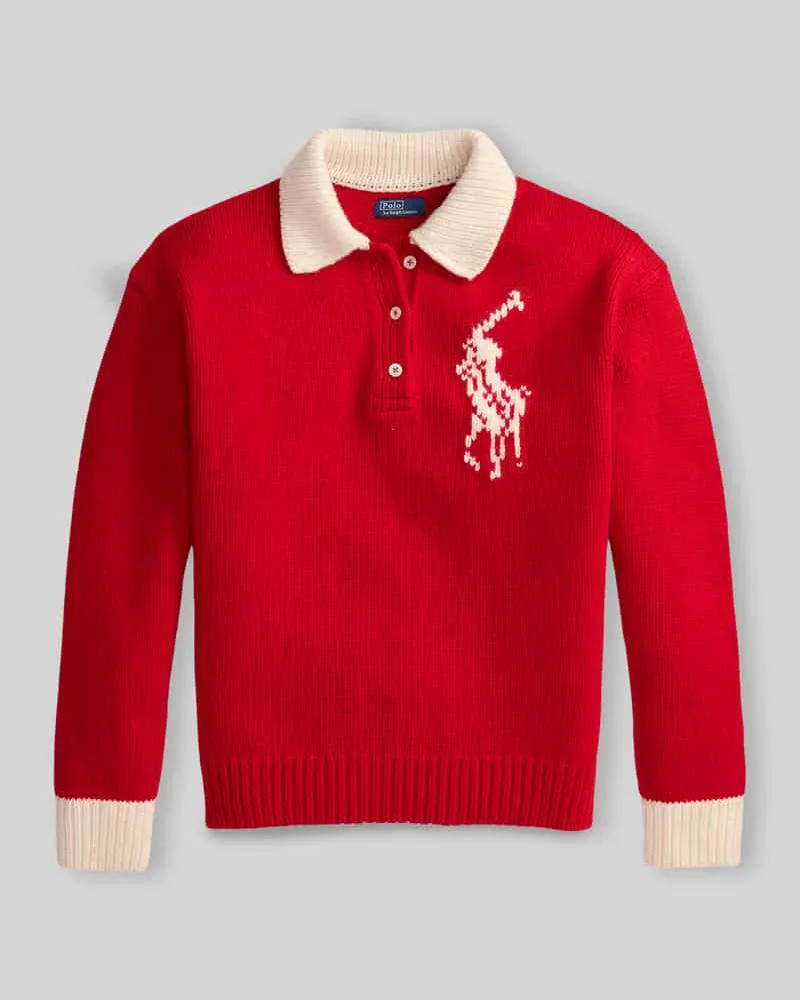 Ralph Lauren Relaxed Fit Pullover aus reiner Wolle Rot