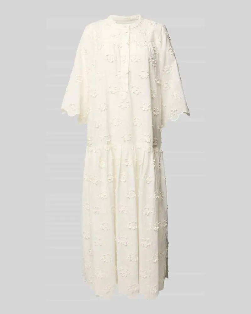 Lollys Laundry Midikleid mit Häkelspitze und Wellensaum Modell 'Timor Offwhite