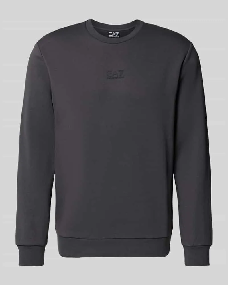 EA7 Sweatshirt mit Label-Detail Mittelgrau