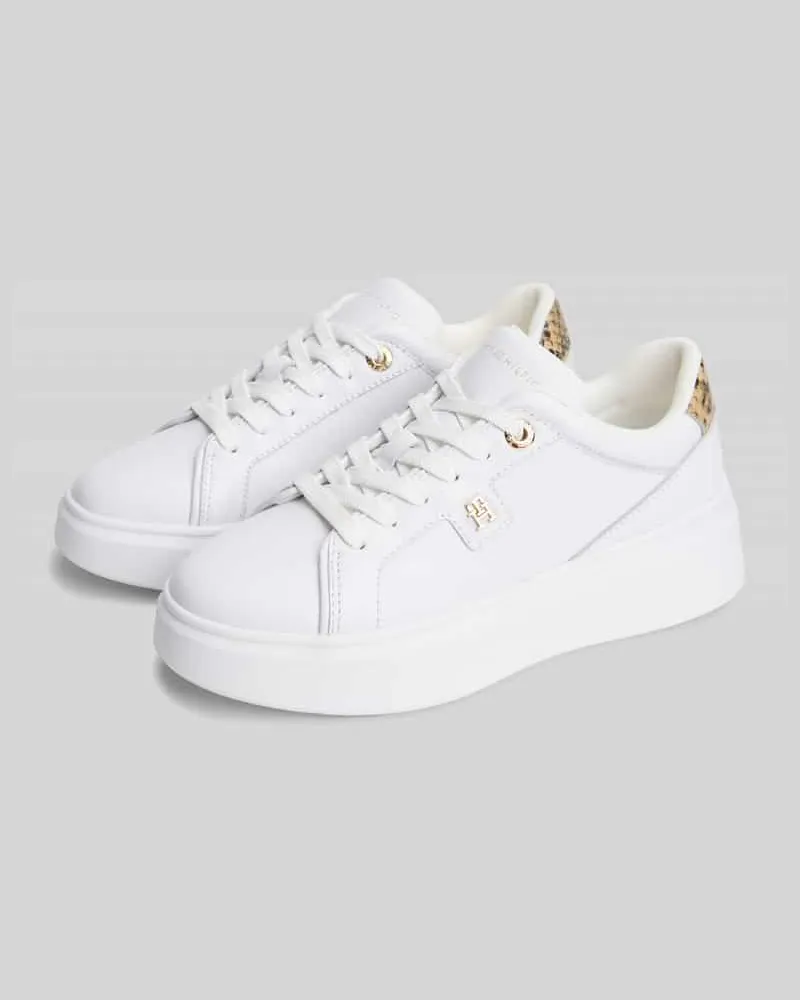 Tommy Hilfiger Sneaker aus echtem Leder mit Logo-Detail Weiss