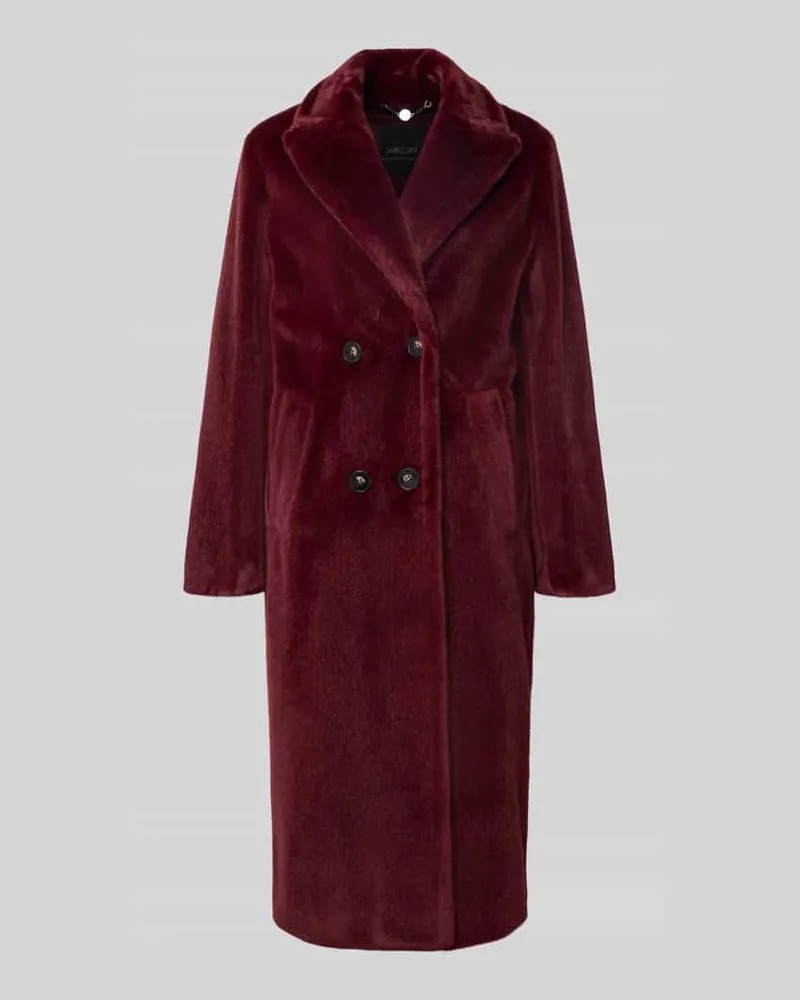 Marc Cain Regular Fit Mantel aus Teddyfell in Maxilänge Bordeaux