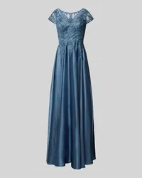 LUXUAR Abendkleid mit Ziersteinbesatz Rauchblau