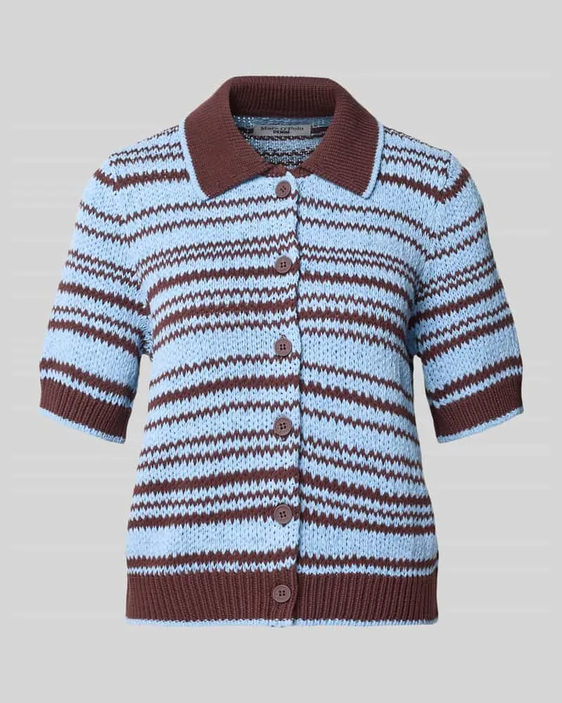 Marc O'Polo Boxy Fit Strickjacke aus Baumwoll-Mix Dunkelbraun