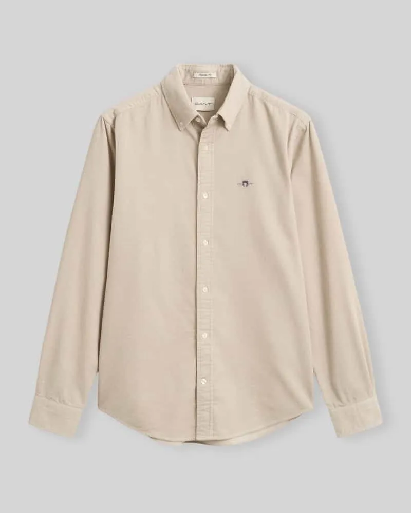 Gant Regular Fit Cordhemd mit Logo-Stitching Beige