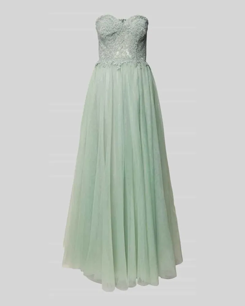 Mascara Abendkleid mit Spitzenbesatz Mint