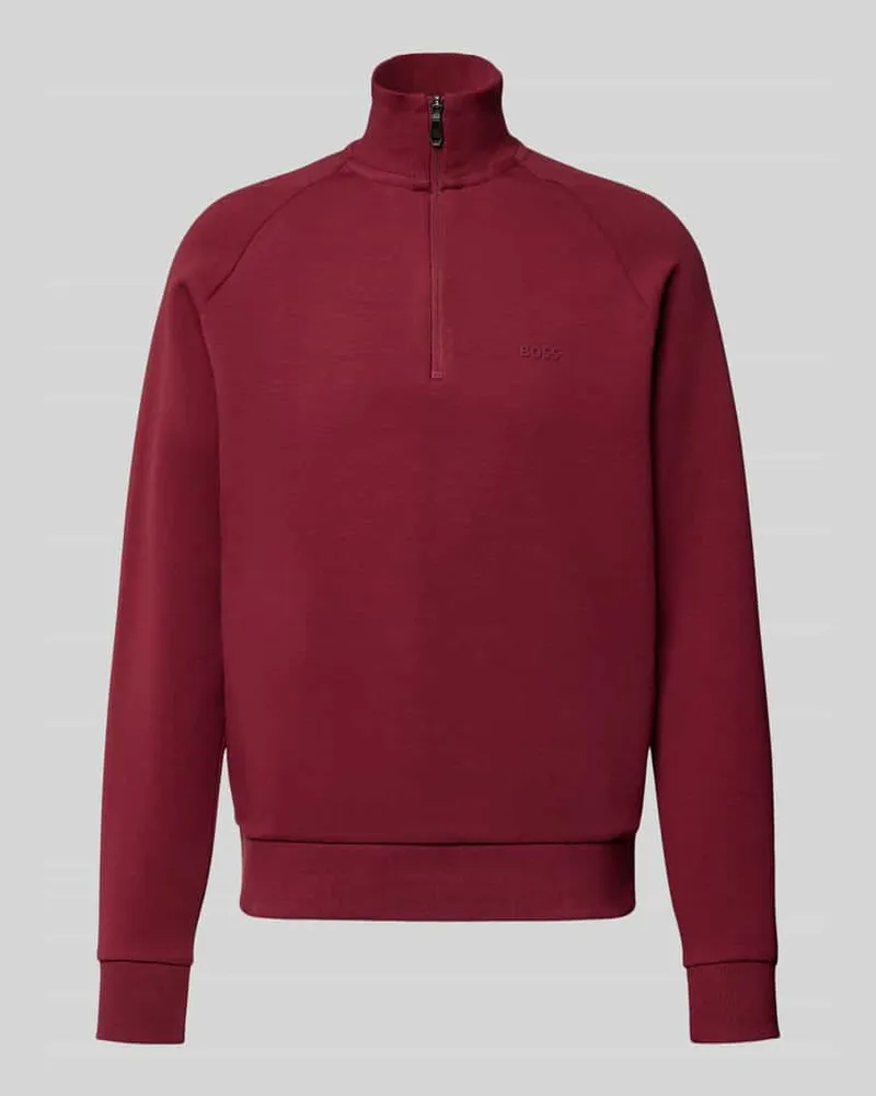 HUGO BOSS Sweatshirt mit halblangem Reißverschluss Bordeaux