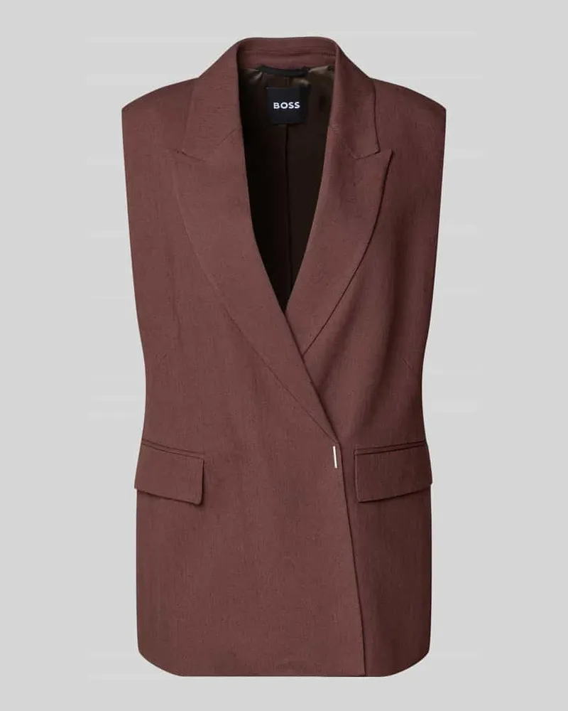 HUGO BOSS Slim Fit Kurzblazer aus Leinen-Viskose-Mix Modell 'JIA8 Schoko