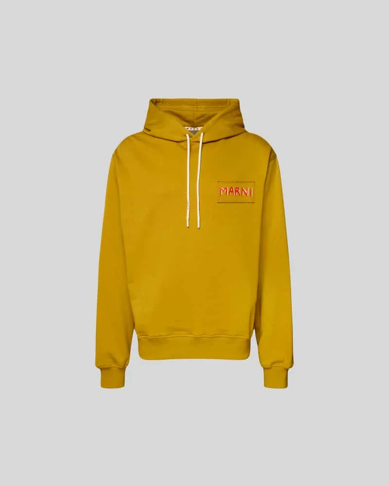 Marni Regular Fit Sweatshirt mit Logo-Patch Senf