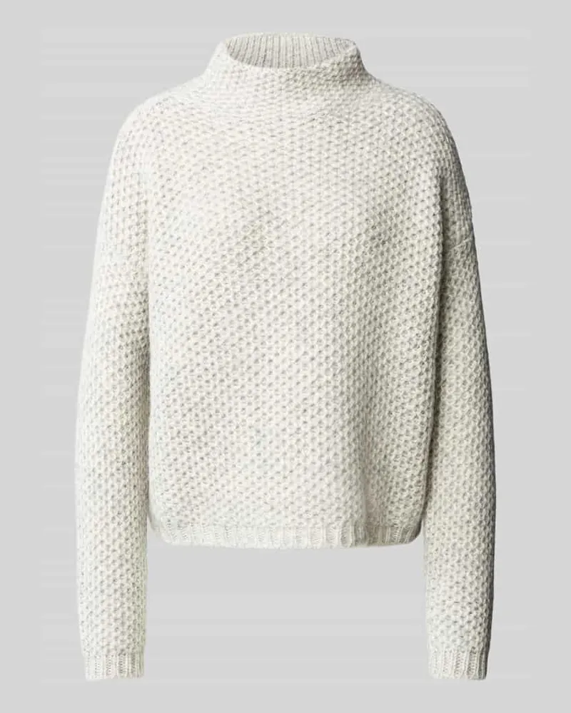 HUGO BOSS Strickpullover mit Stehkragen Modell 'Safineynny Hellgrau