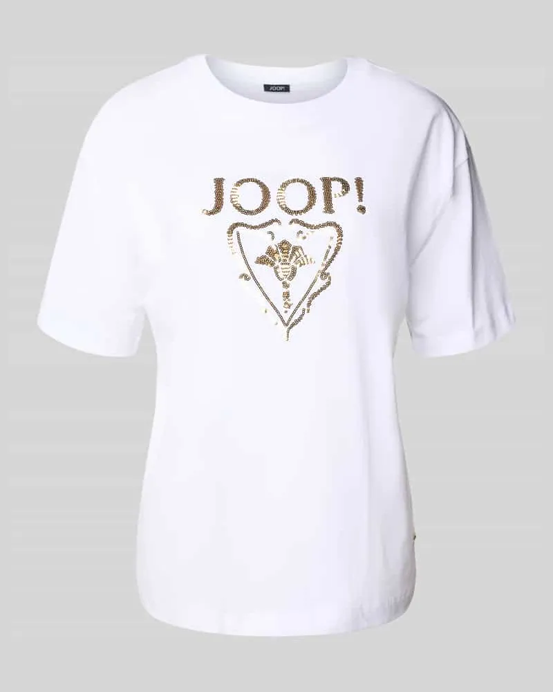 JOOP! T-Shirt mit Label-Paillettenbesatz Modell 'TOMMA Weiss