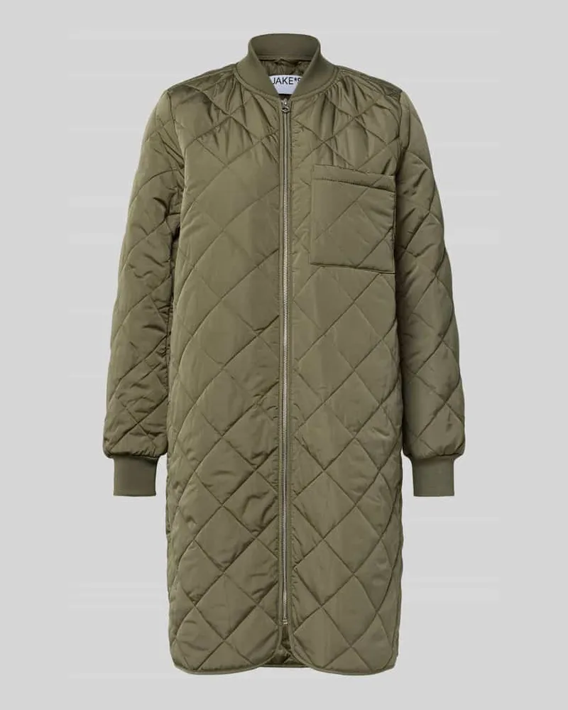 JAKE*S Regular Fit Steppmantel mit Stehkragen Khaki