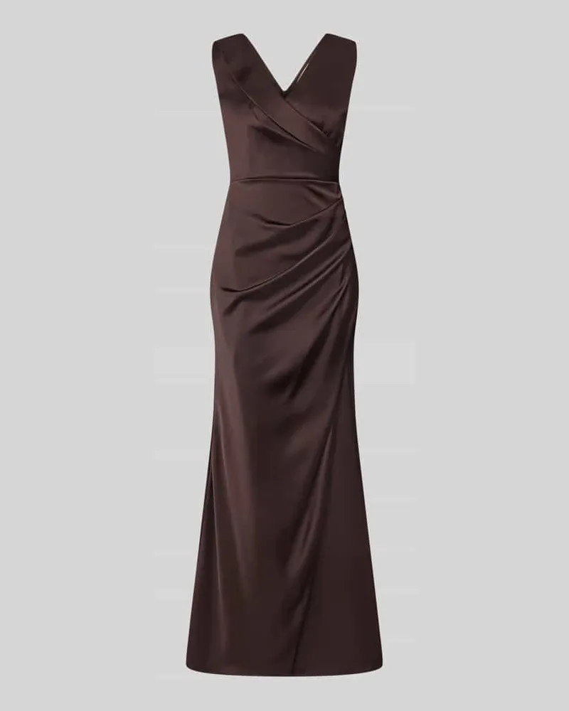 Rinascimento Abendkleid mit Raffungen Dunkelbraun