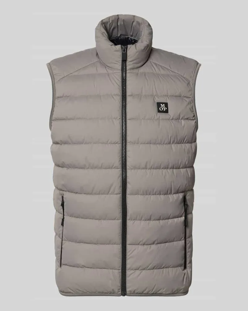 Marc O'Polo Regular Fit Weste mit Logo-Patch Hellgrau
