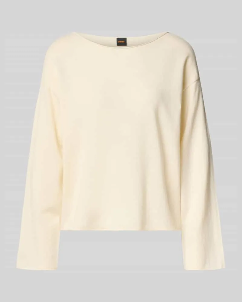 HUGO BOSS Regular Fit Pullover aus Kaschmir-Schurwoll-Mix Modell 'C_Faprosa Offwhite