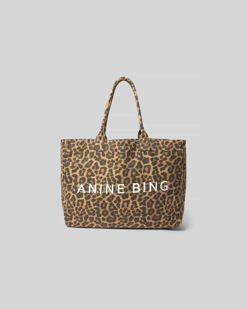 Anine Bing Tote Bag mit Allover-Animal-Print Mittelbraun