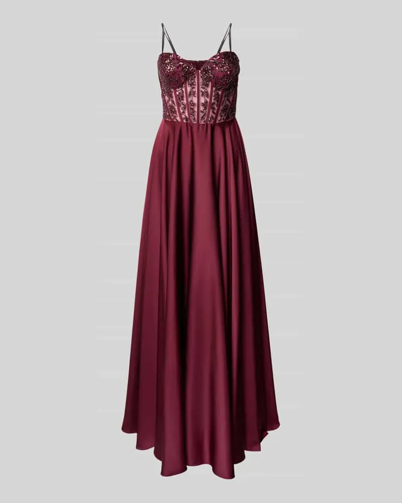 Laona Abendkleid mit Pailletten und Perlen Bordeaux
