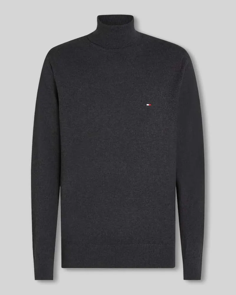 Tommy Hilfiger Regular Fit Rollkragenpullover aus Baumwoll-Kaschmir-Mix Anthrazit