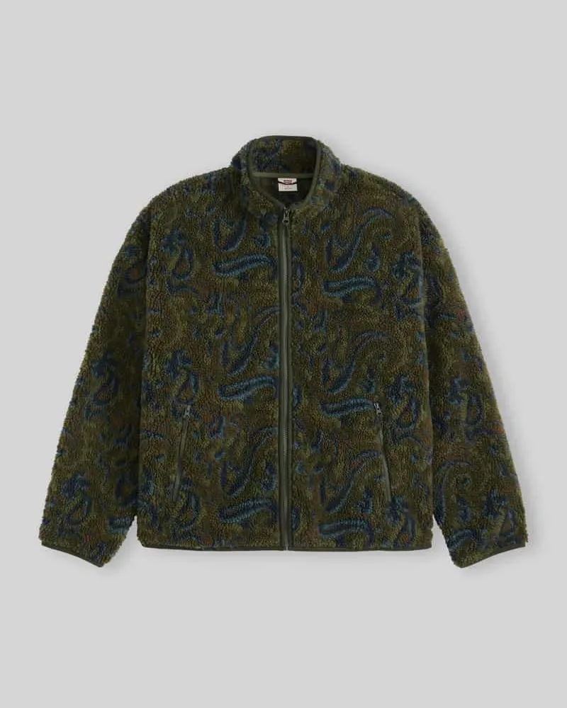 Levi's Boxy Fit Fleecejacke mit Stehkragen Modell 'NOLAN Khaki