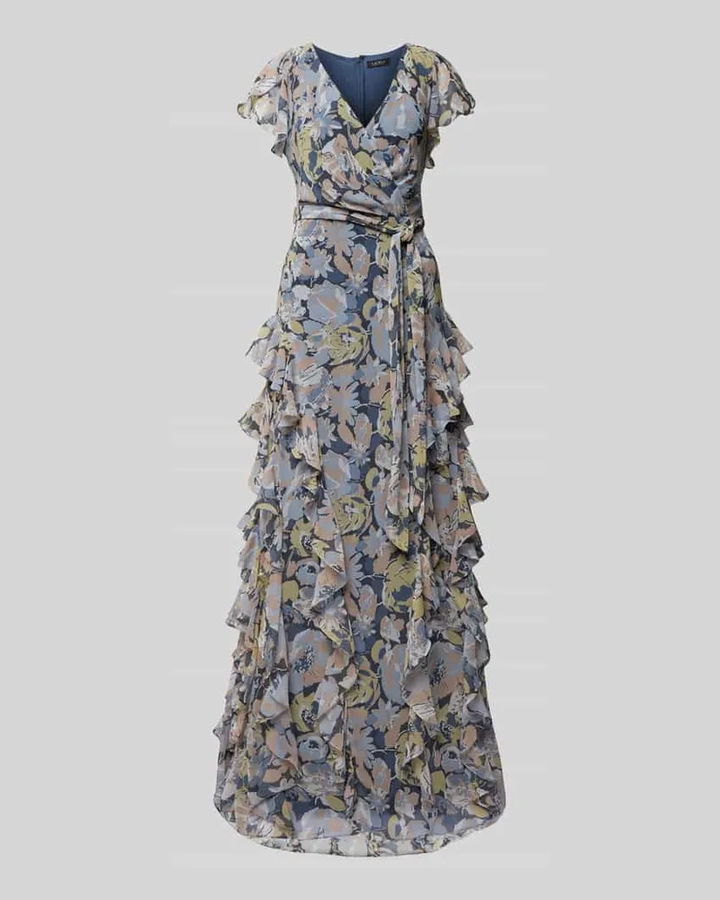 Ralph Lauren Abendkleid mit Bindegürtel Modell 'KIMBINELL Bleu