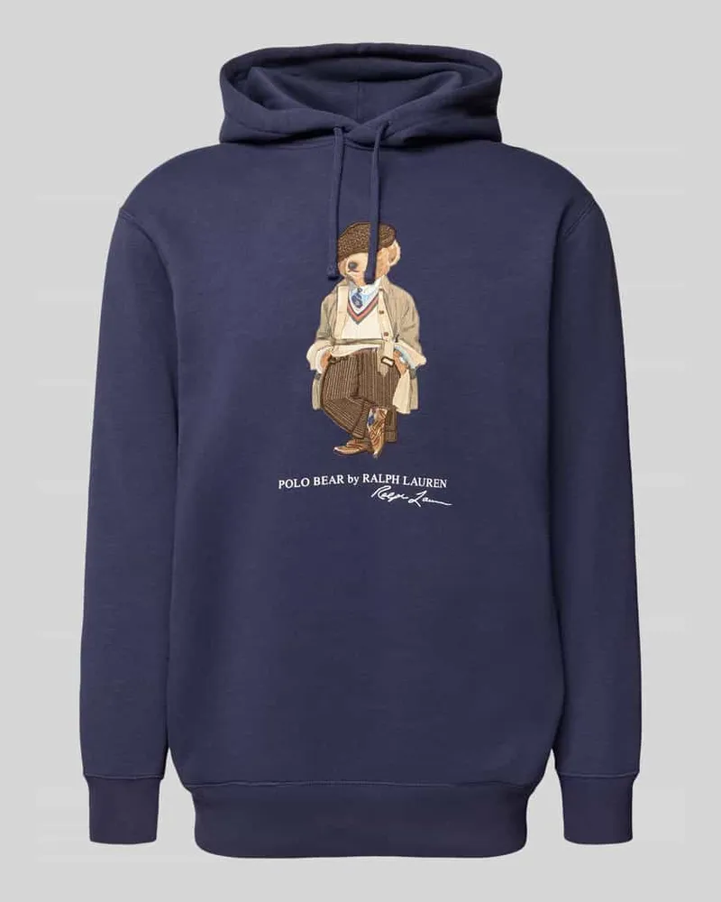 Ralph Lauren Hoodie mit Motiv-Print Rauchblau