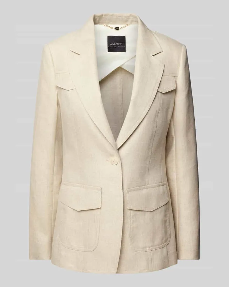 Marc Cain Regular Fit Blazer aus Leinen-Mix mit Pattentaschen Sand
