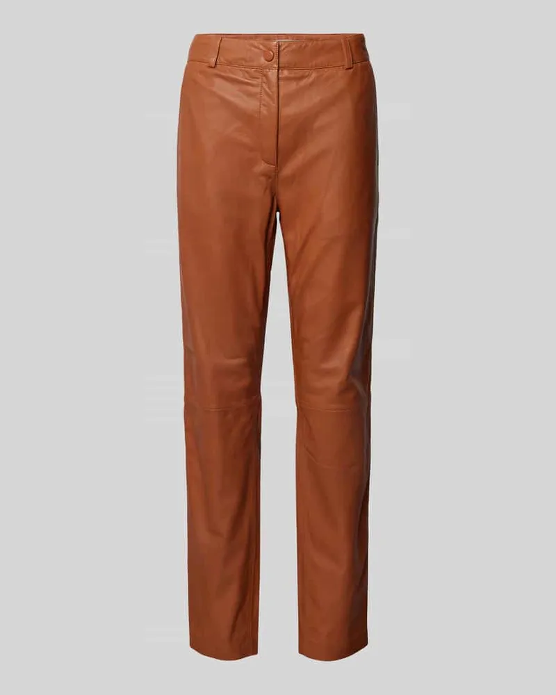 (THE MERCER) N.Y. Lederhose mit französischen Eingrifftaschen Camel