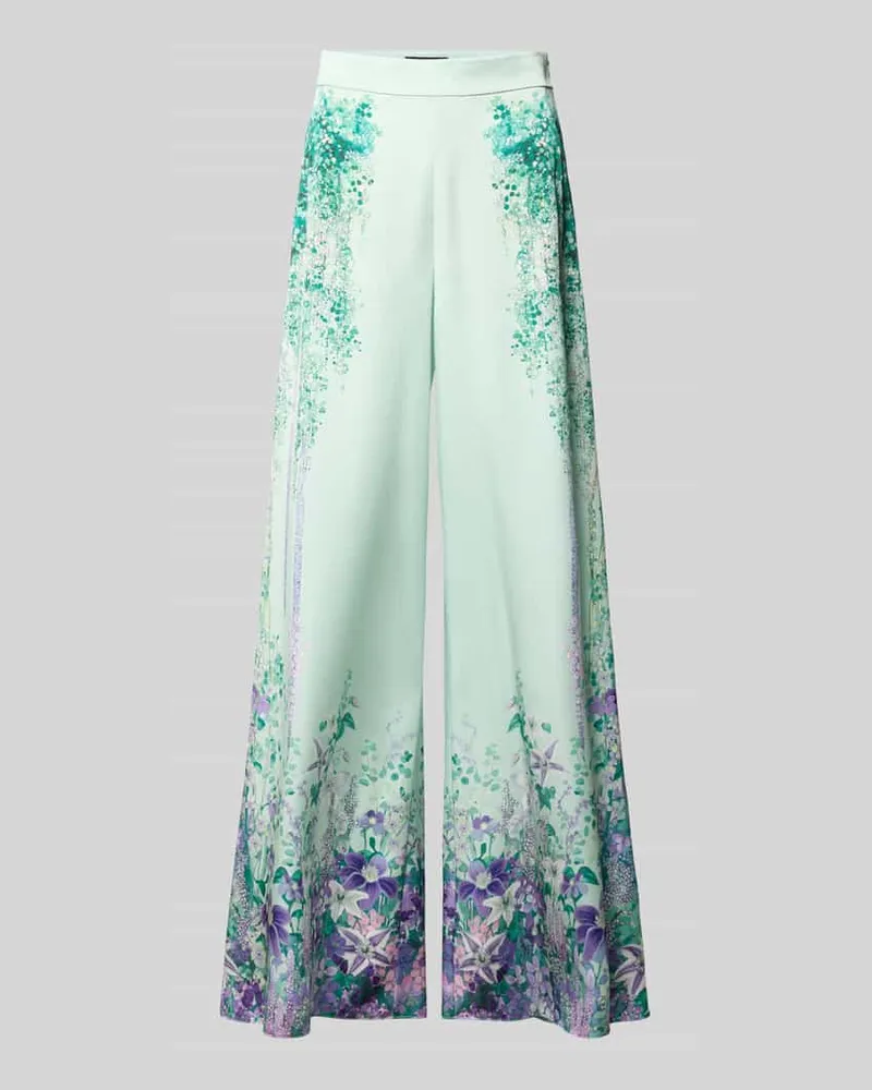 Marc Cain Hose aus Satin mit weitem Bein Gruen