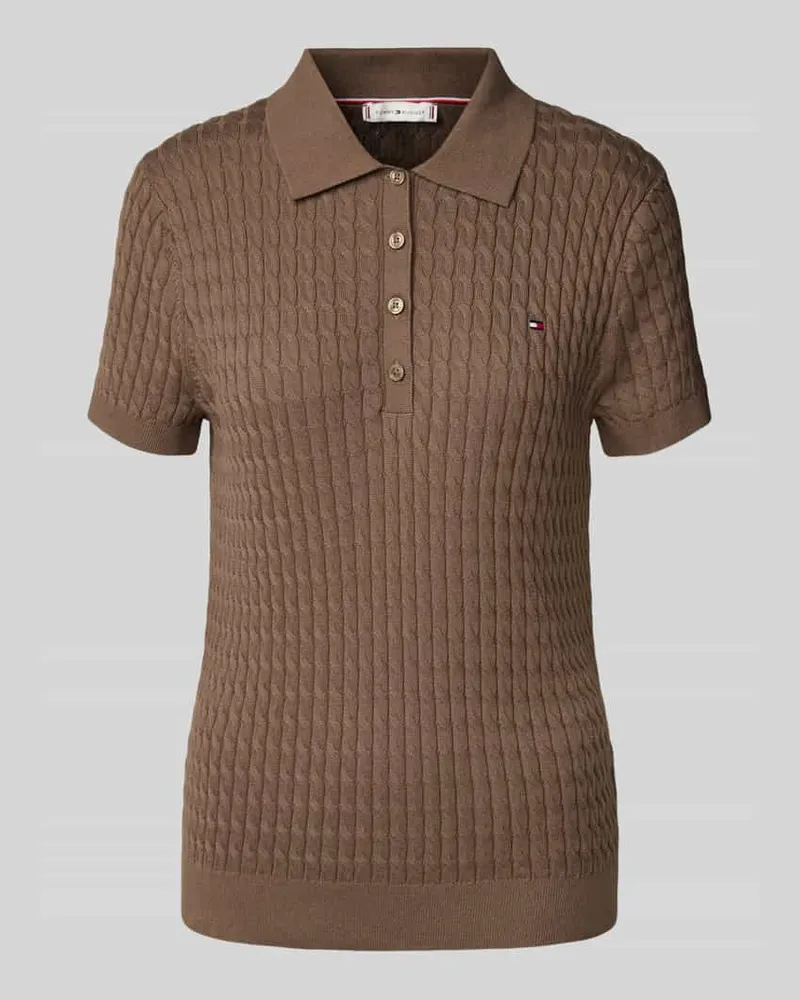 Tommy Hilfiger Regular Fit Strickshirt mit Zopfmuster Hellbraun
