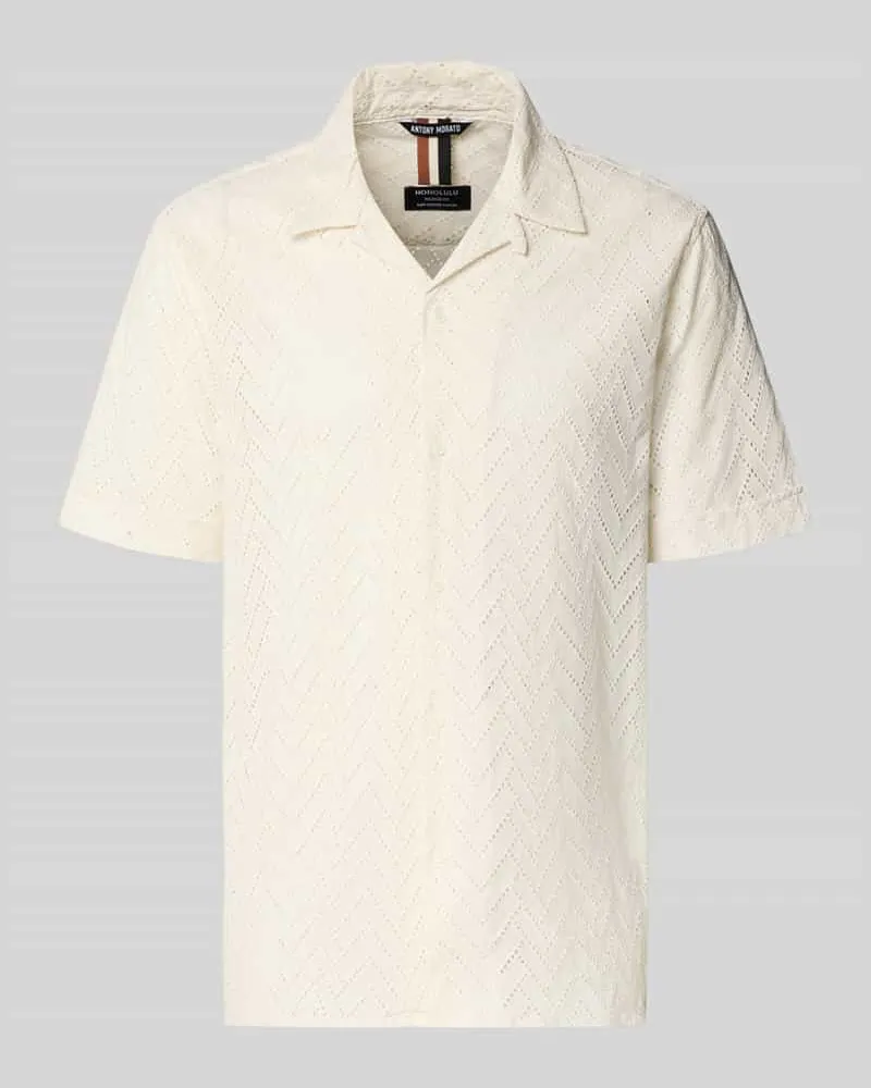 Antony Morato Relaxed Fit Freizeithemd mit Lochmuster Modell 'Honolulu Offwhite