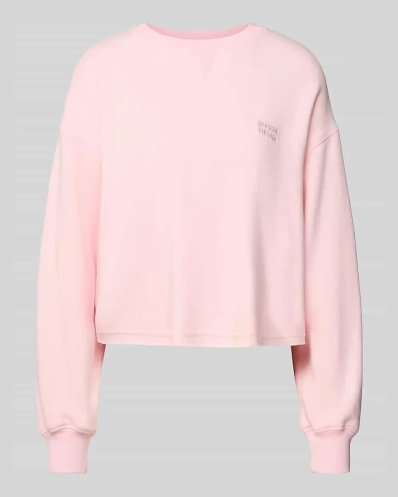 American Vintage Cropped Sweatshirt mit Label-Stitching Modell 'ETOK Hellrosa