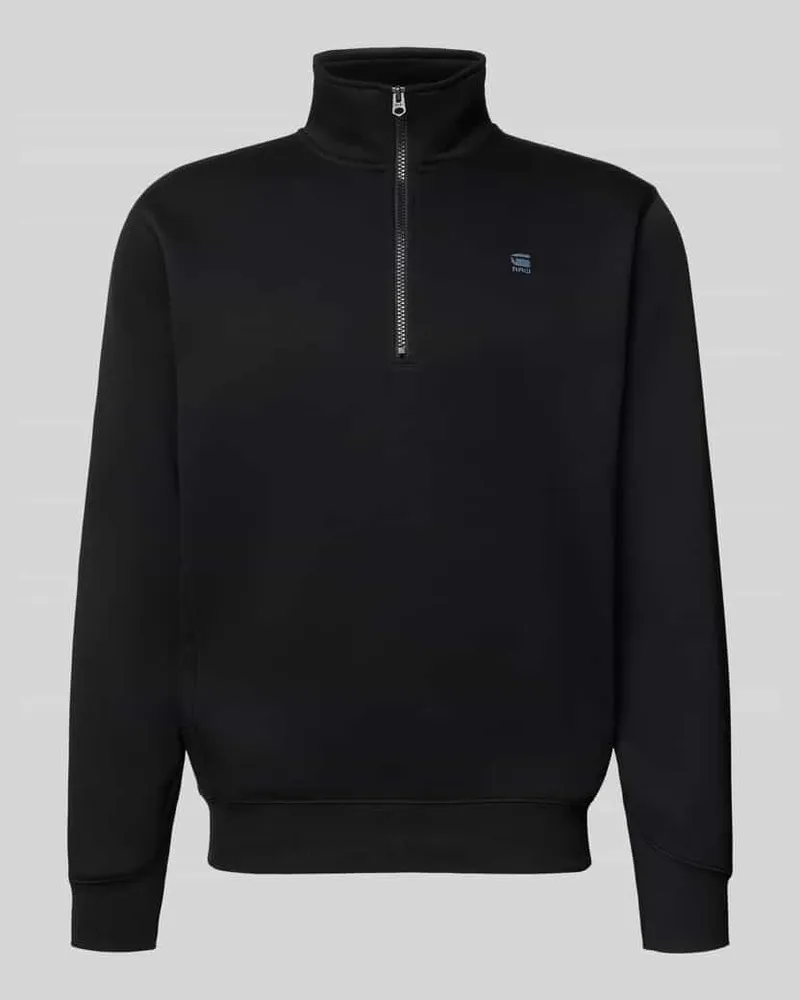 G-STAR RAW Sweatshirt mit Troyer-Kragen und Logo-Stitching Black