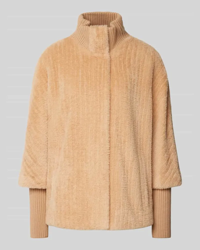 COMMA Jacke mit Kunstfellbesatz Cognac