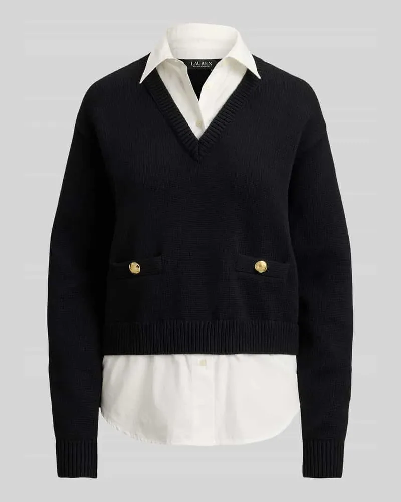 Ralph Lauren Regular Fit Strickpullover aus reiner Baumwolle Black