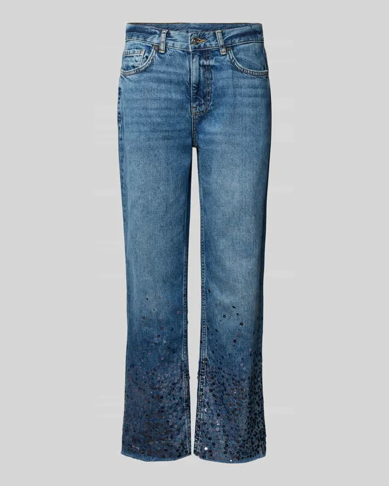 Liu Jo Straight Fit Jeans mit Paillettenbesatz Blau